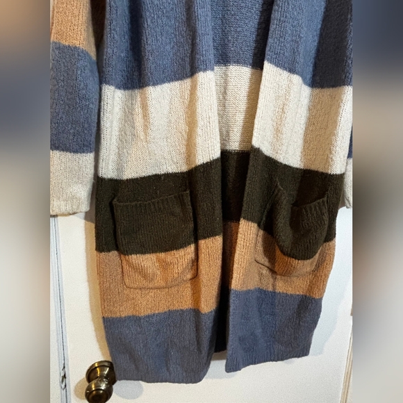 Active USA Striped Open-Front Cardigan Sweater - Picture 3 of 6